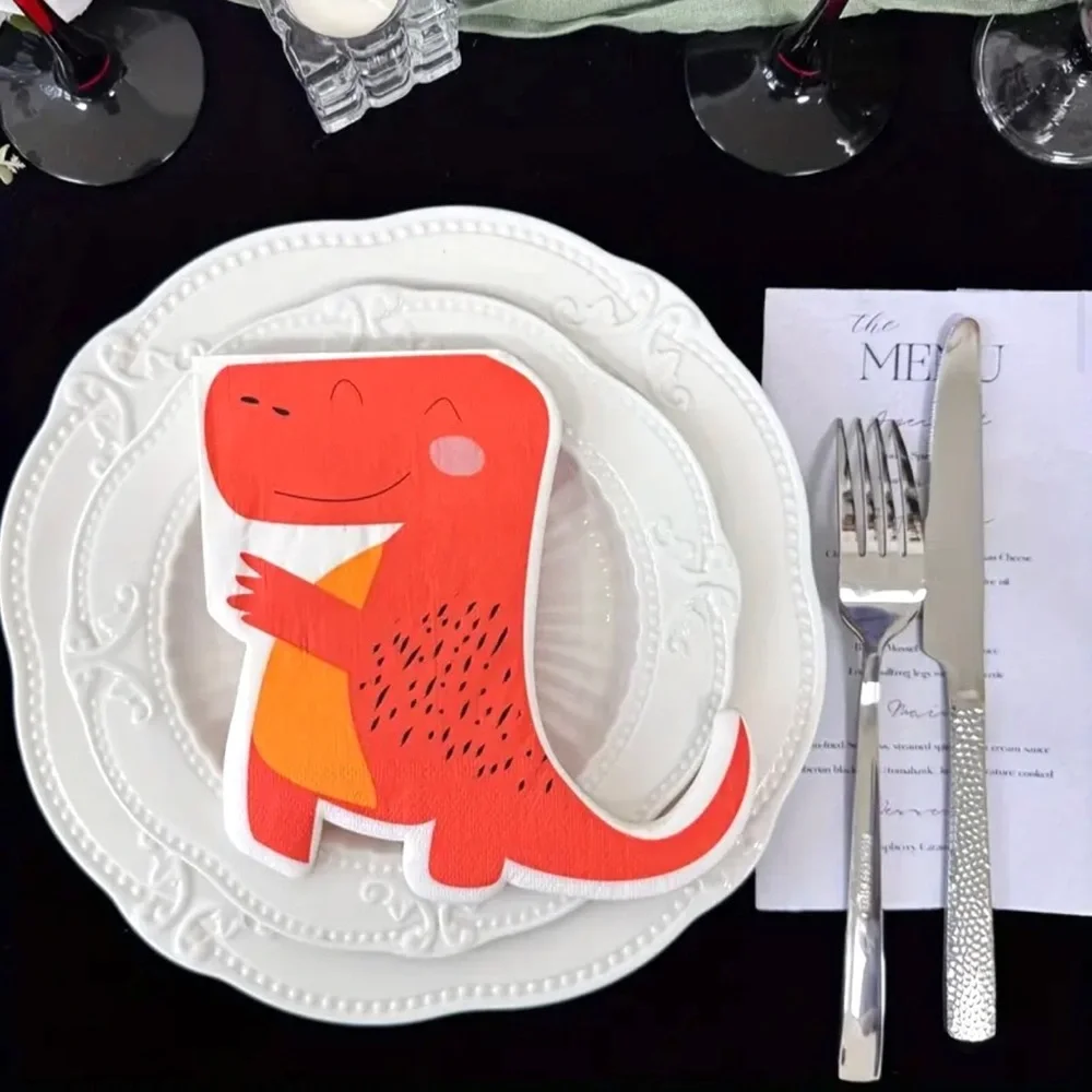 Dinosaur Shaped Paper Napkins, 20pcs